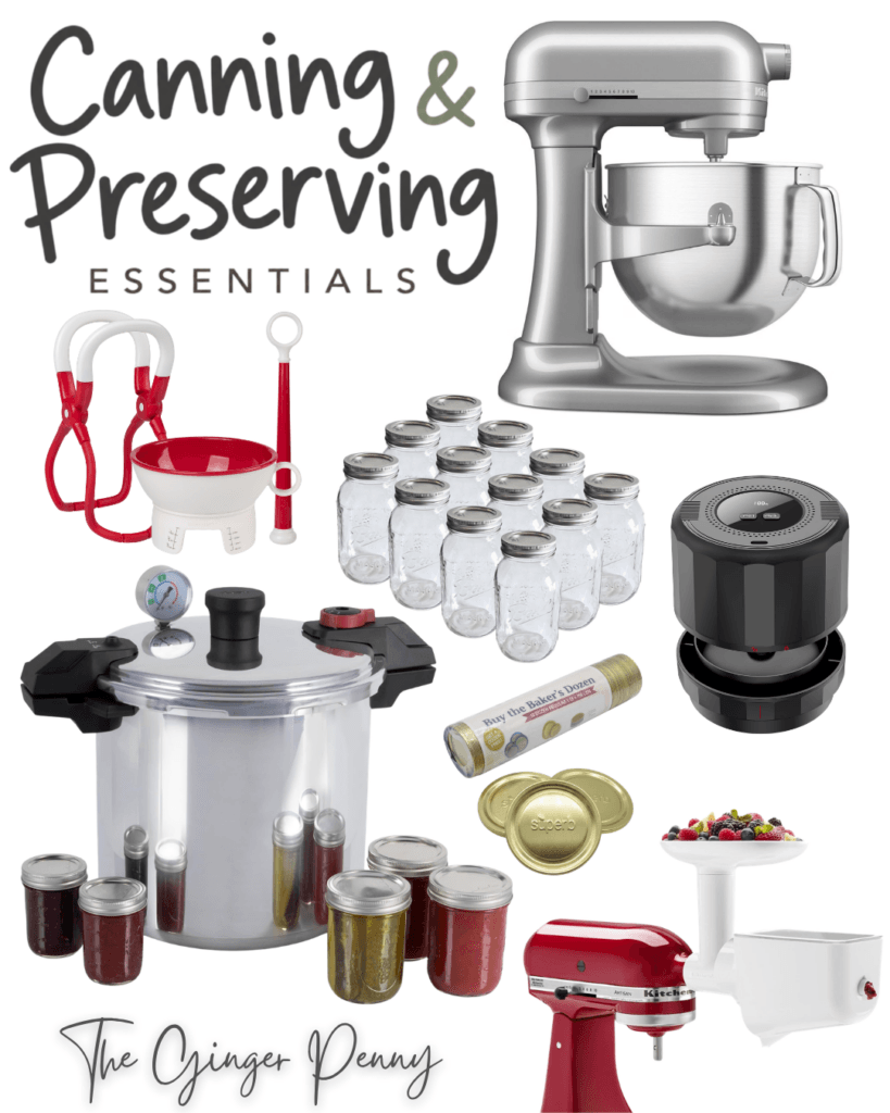 Canning and preserving essentials from Amazon including canning jars, pressure canner, jar tools and food preserving supplies