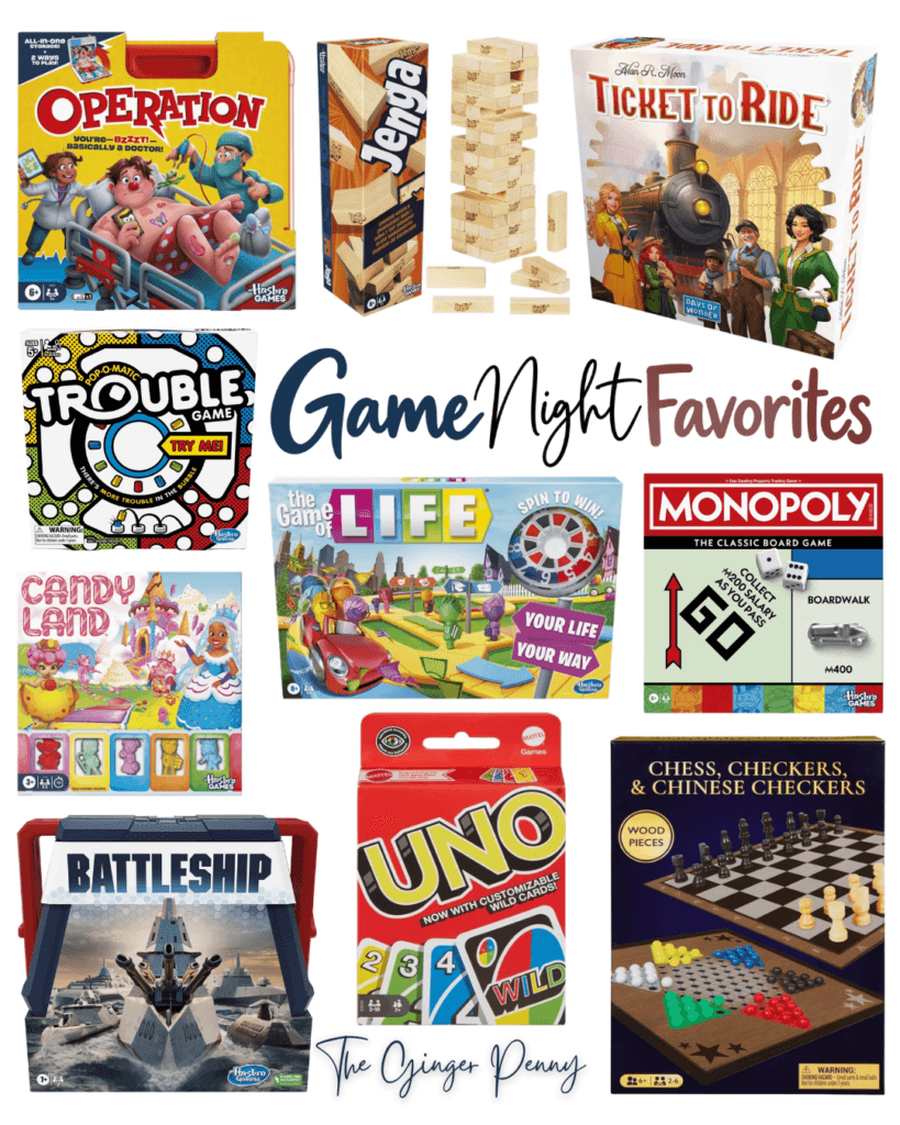 Game Night Favorites featuring Walmart board games and classic family games