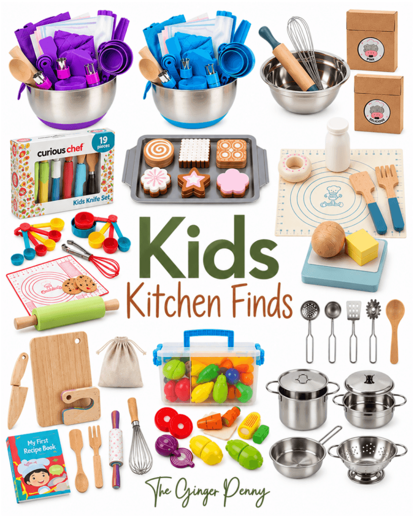 Little Kitchen Helpers with kid-friendly cooking and baking tools for helping in the kitchen