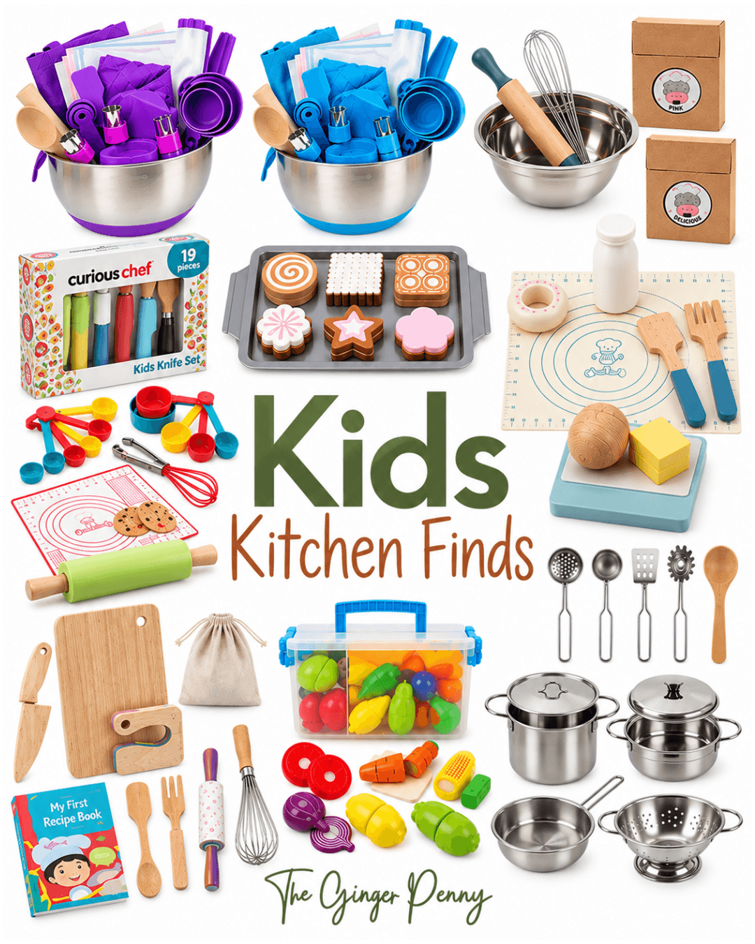 Little Kitchen Helpers with kid-friendly cooking and baking tools for helping in the kitchen