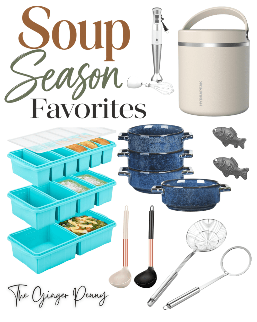 Soup season favorites from Amazon including soup containers, immersion blender, bowls and kitchen tools