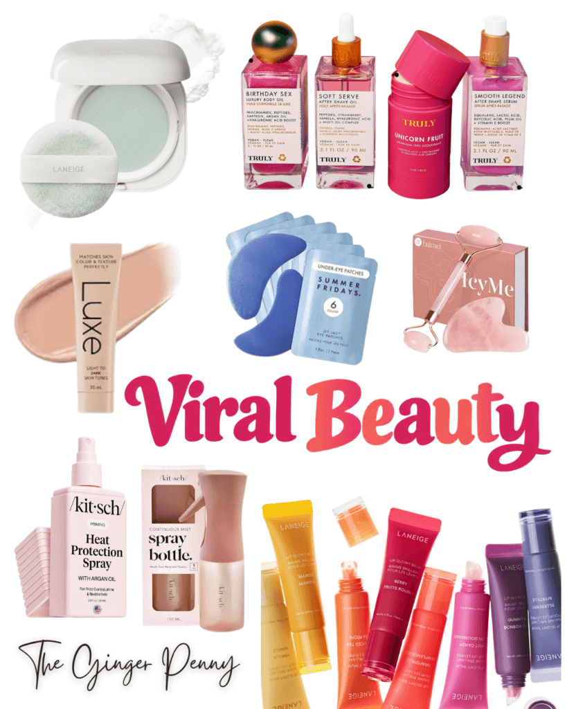 Viral beauty finds including popular skincare, makeup, lip care and beauty products