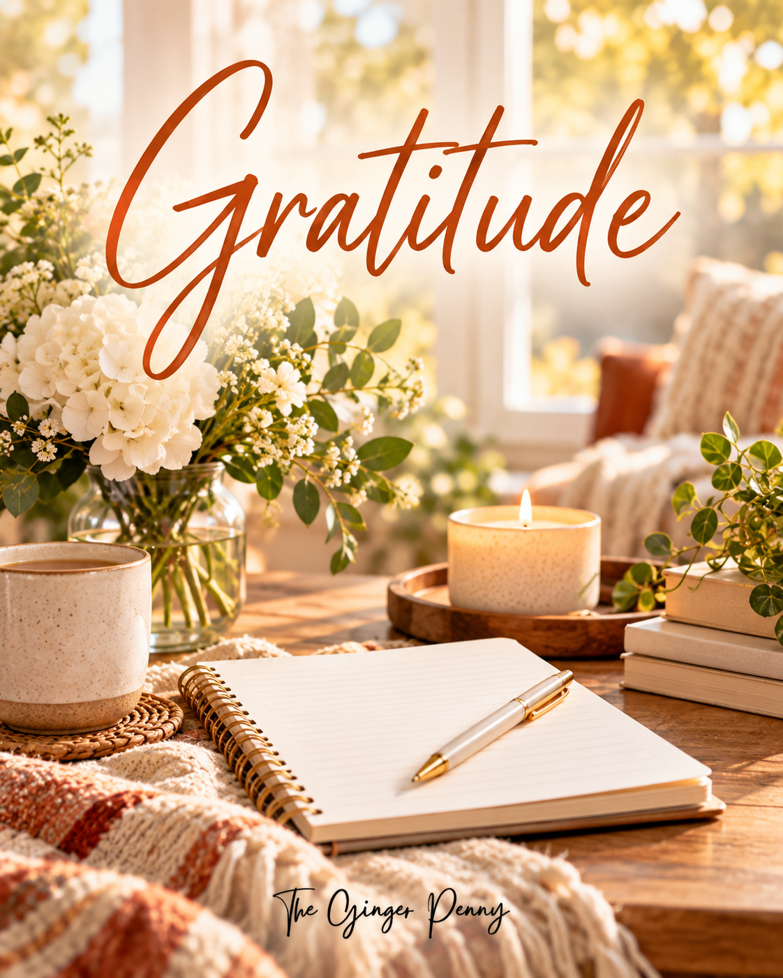 Gratitude finds featuring journals, notebooks, candles, and cozy items for reflection and thankfulness
